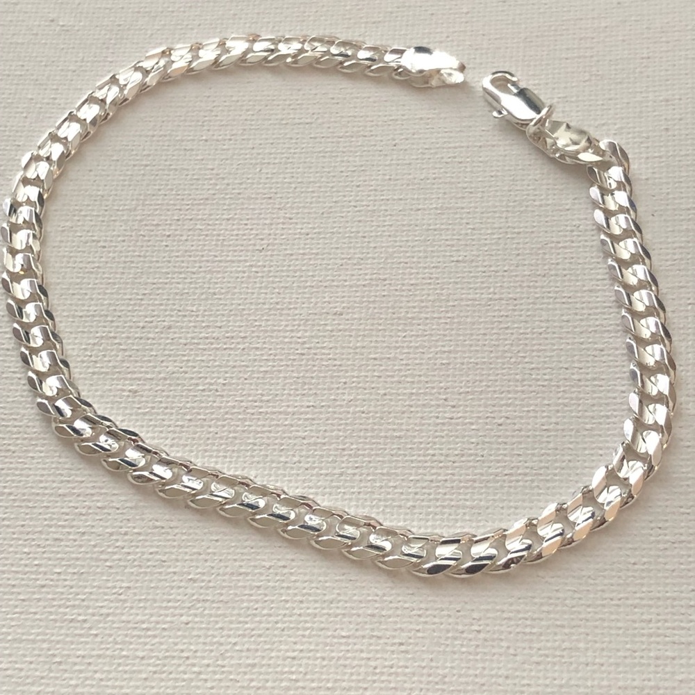 Silver Curb Chain Ankle Bracelet